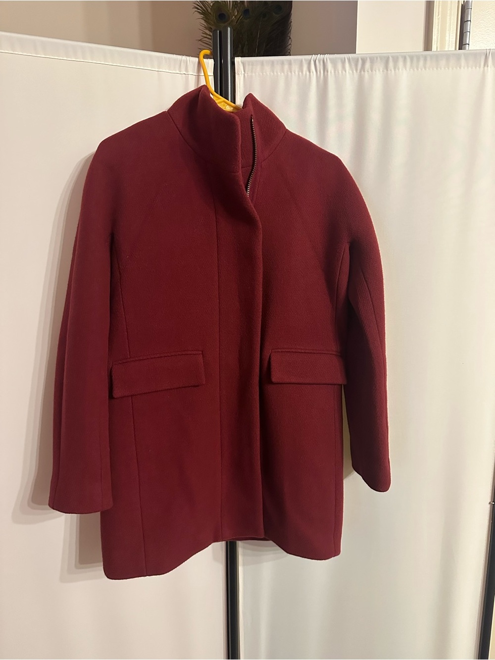 J. Crew Maroon Italian Wool Stadium Cloth Cocoon Coat
